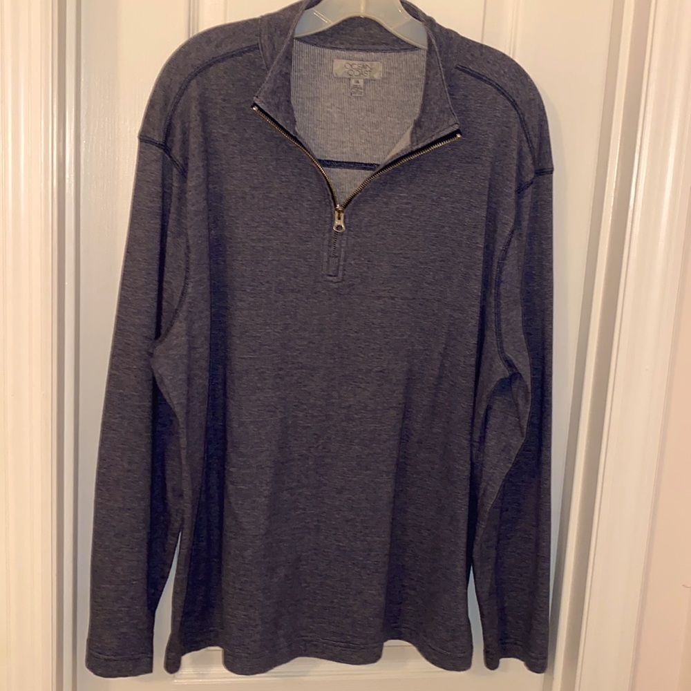 Ocean and Coast XXL Pullover Zippered Neck Blue Distressed Heather